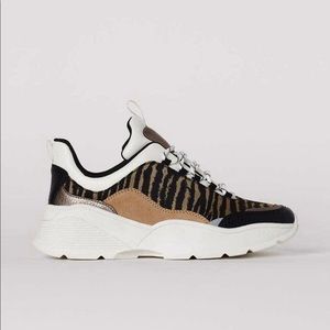 SOLD!! H&M Black & Beige/zebra print Sneakers
